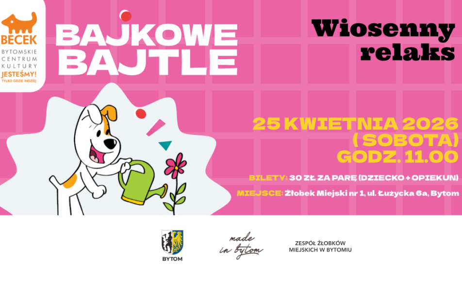 Zapraszamy 25 kwietnia 2025, w sobotę, na wiosenne warsztaty dla dzieci, inspirowane rozkwitającą naturą, w ramach Bajkowych Bajtli.