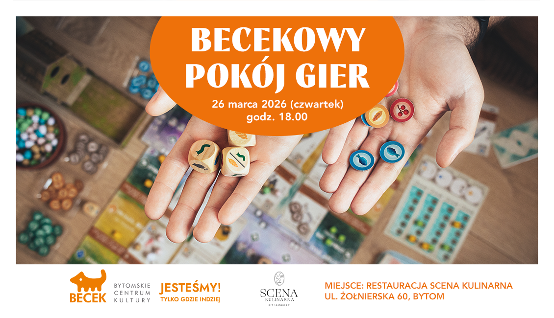 Zapraszamy na kolejne spotkanie z grami planszowymi w Becekowym Pokoju Gier, który podczas remontu przeniósł się do Sceny Kulinarnej.